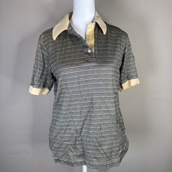il migliore Shift Women Small Cotton Polo Vintage Black Gold Golf Knot Mod Retro - Picture 1 of 11